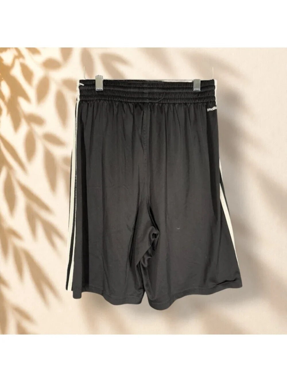 Adidas Activewear Shorts Men M Medium Black Striped Mid Rise Elastic Waist